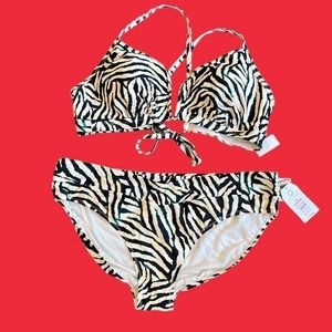 Time and Tru 2-Piece Watercolor Zebra Swimsuit Swimwear Women’s Size 3X (24-26)
